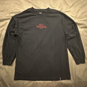 Huf T-Shirt Mens Large Long Sleeve Embroidery Worldwide Black Skater Grunge
